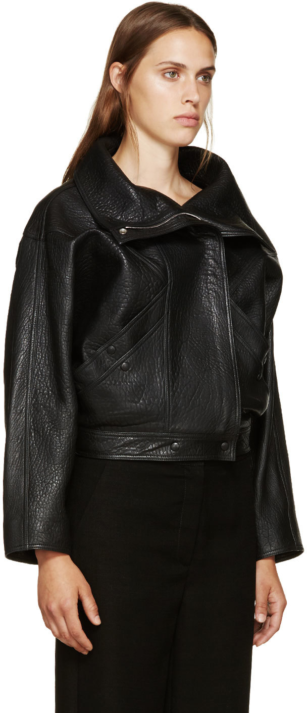 Loewe Black Dolman Sleeve Leather Jacket | Lyst