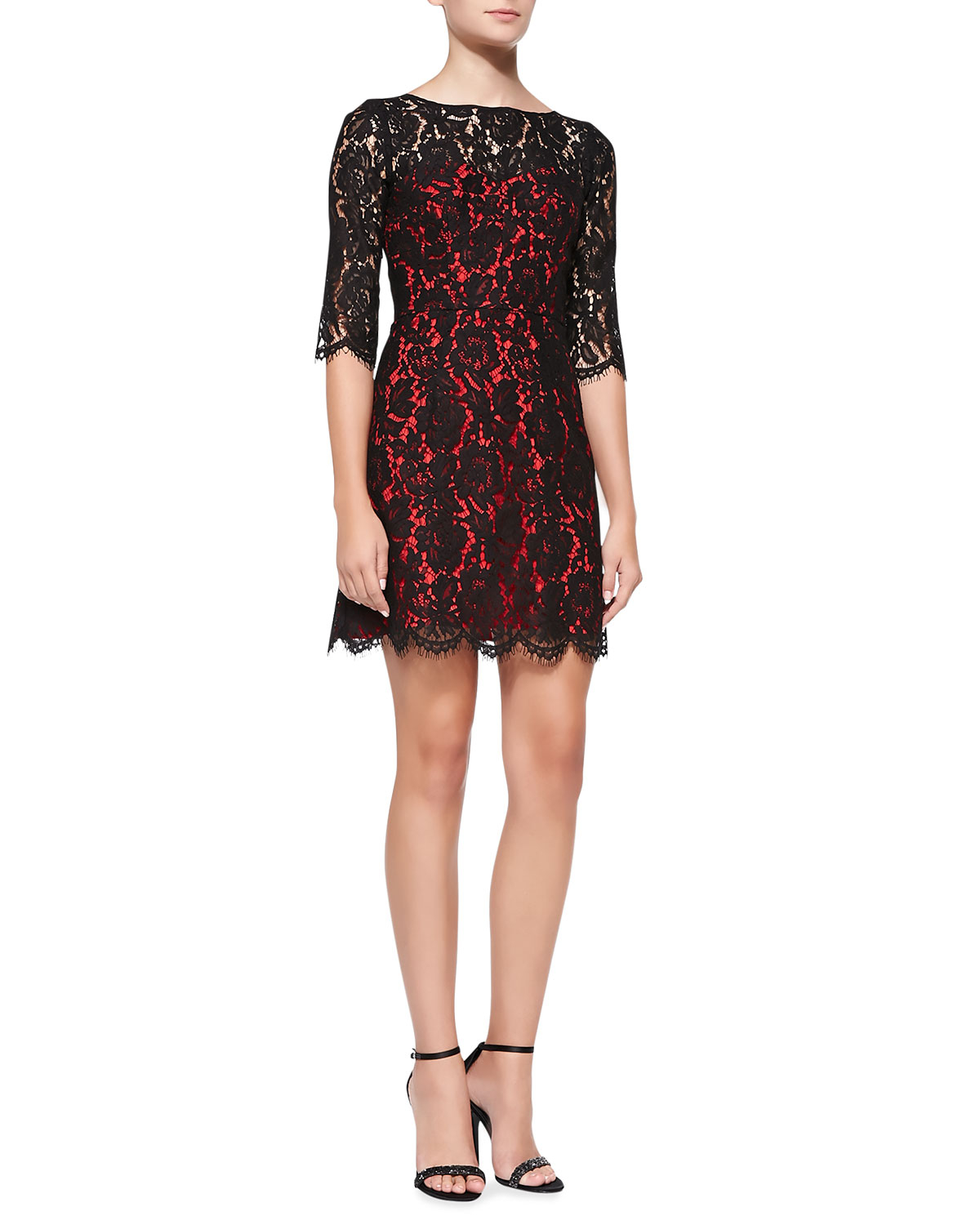 Lyst - Milly Ally Floral Lace Cocktail Dress in Red