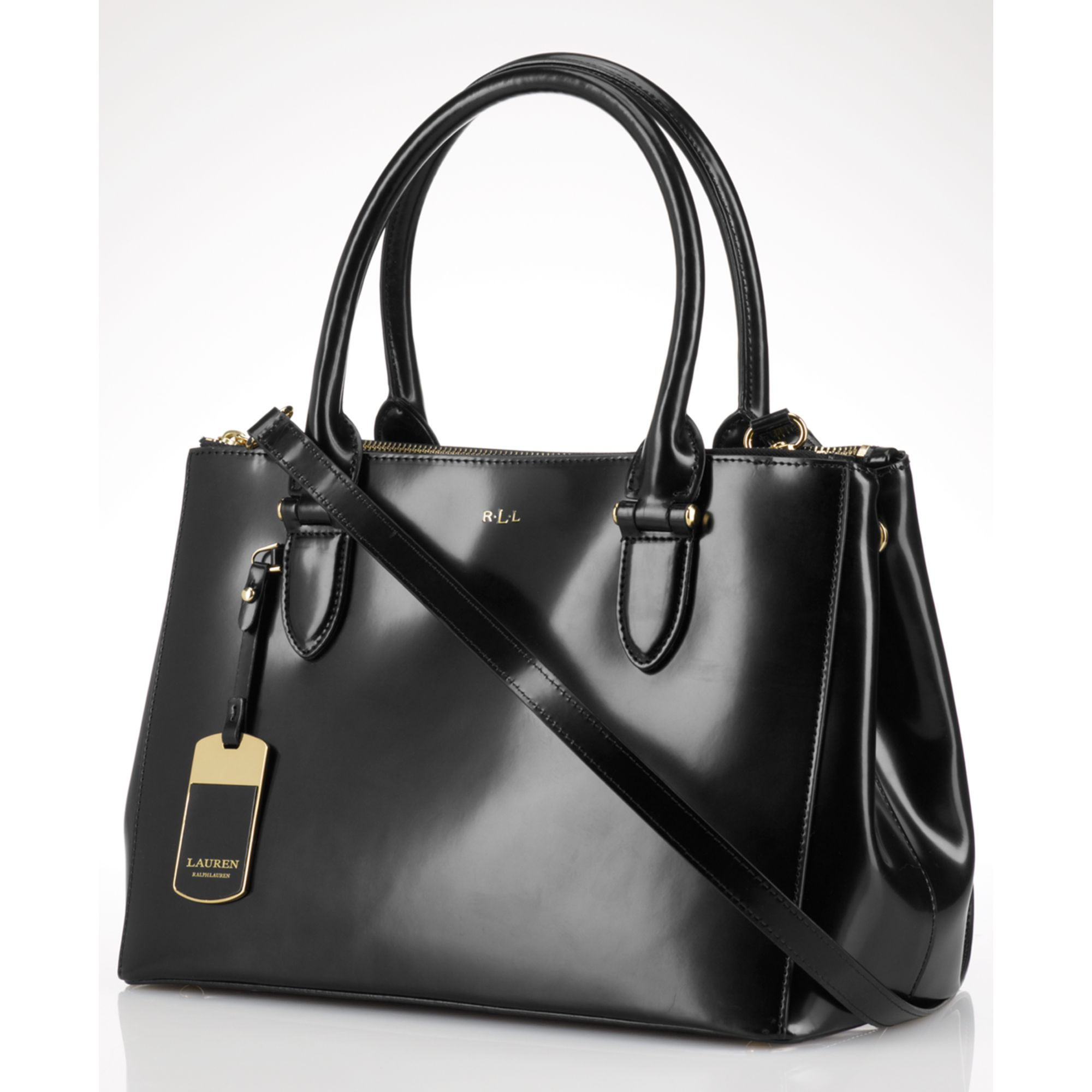 Ralph Lauren Clare Crosshatch Leather Tote Bag - Black