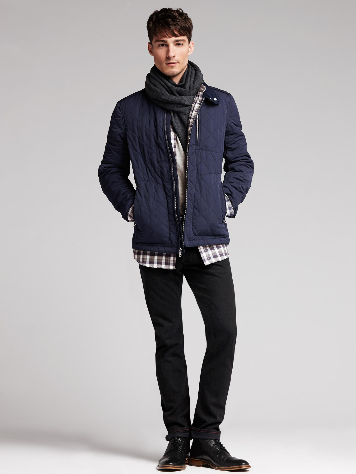 Banana Republic Quilted Jacket in Blue for Men - Lyst