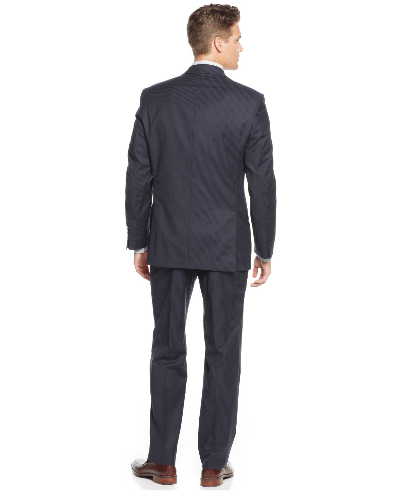 Calvin klein Big And Tall Navy Stripe Slim-Fit Suit in Blue for Men ...