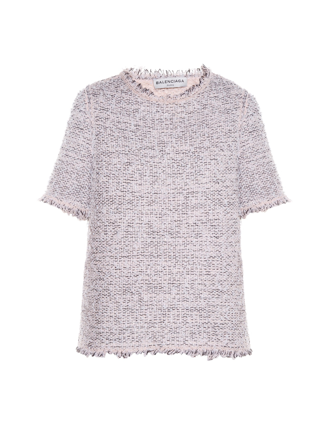 Balenciaga Short Sleeved Tweed Top In Pink Lyst