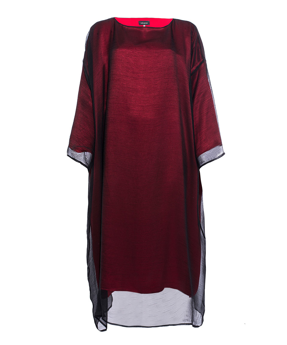 Lyst - Eskandar Red Chiffon Overlay Silk Tunic Dress in Red