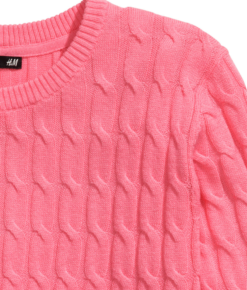 H\u0026M Cable-knit Jumper in Pink - Lyst