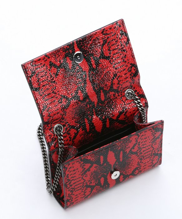 Saint laurent Red And Black Python-effect Leather Small Monogram ...