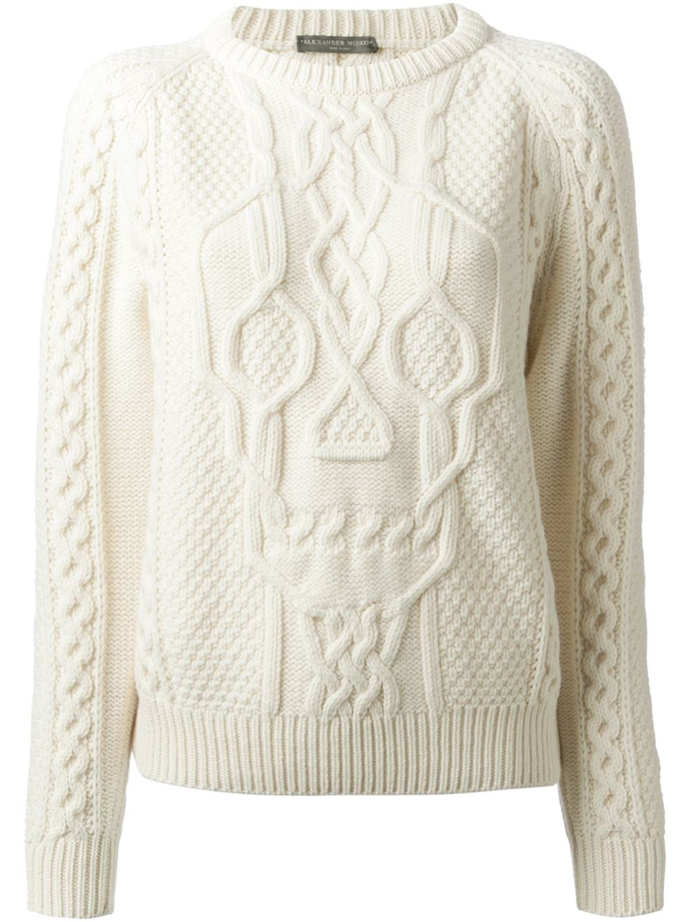 Lyst - Alexander Mcqueen Skull Cable Knit Sweater in White