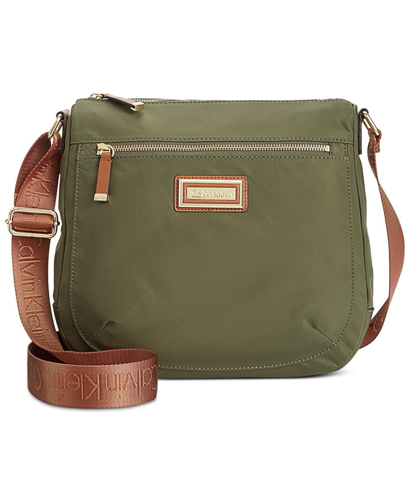 Calvin Klein Nylon Messenger Bag in Green | Lyst