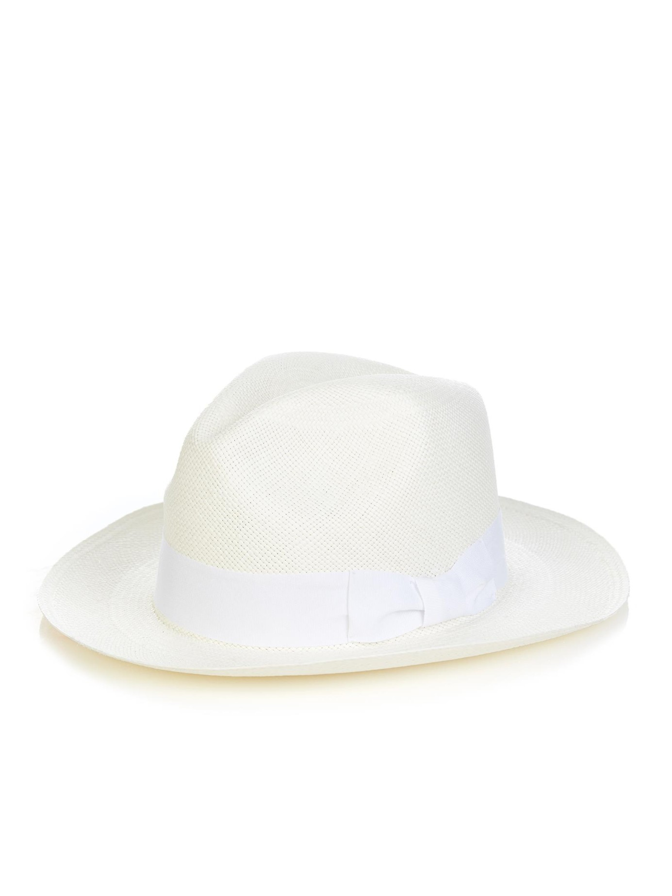 Lyst - Sensi Studio Classic Panama Italian-Bow Straw Hat in White