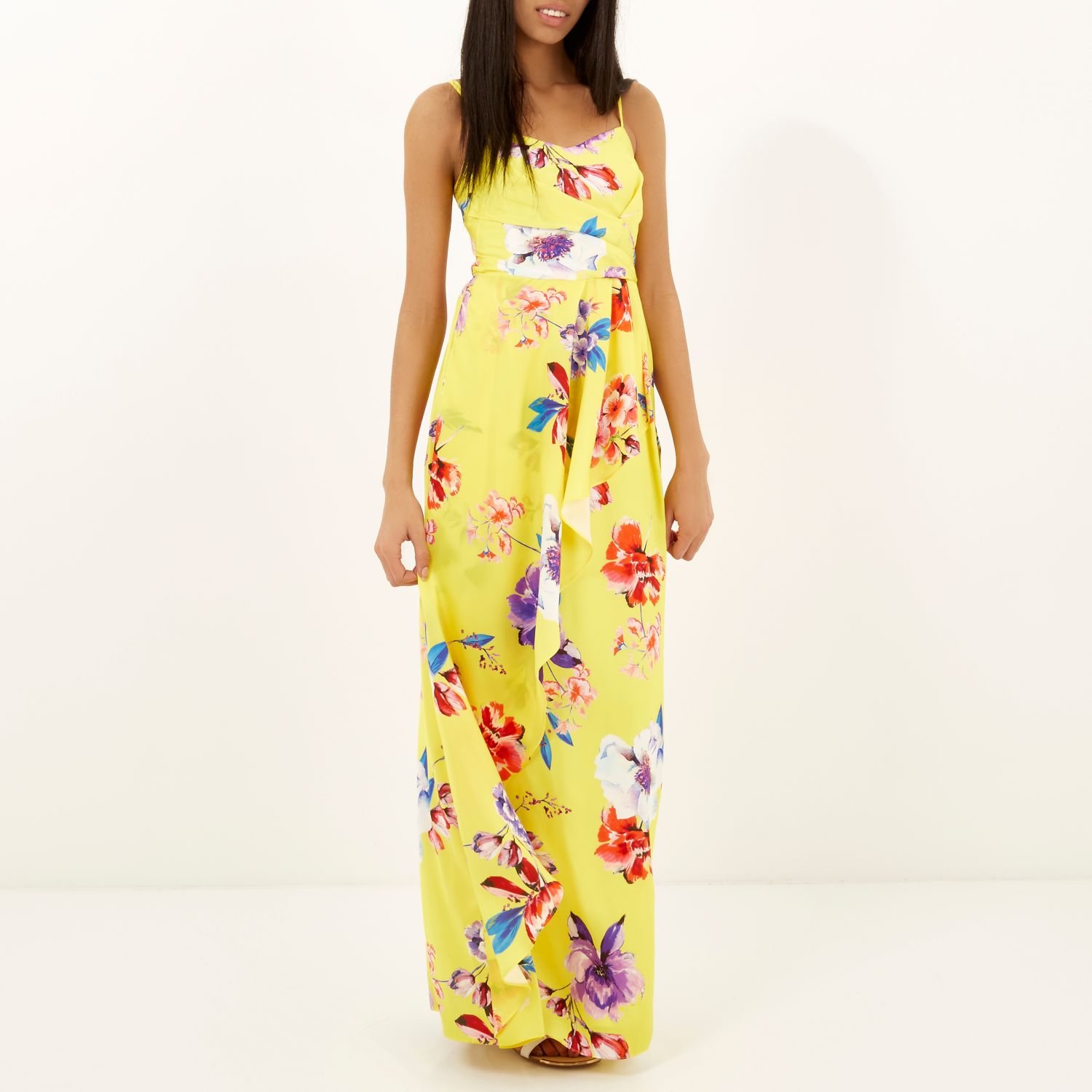 river island yellow yellow floral print maxi dress product 2 036232739 normal