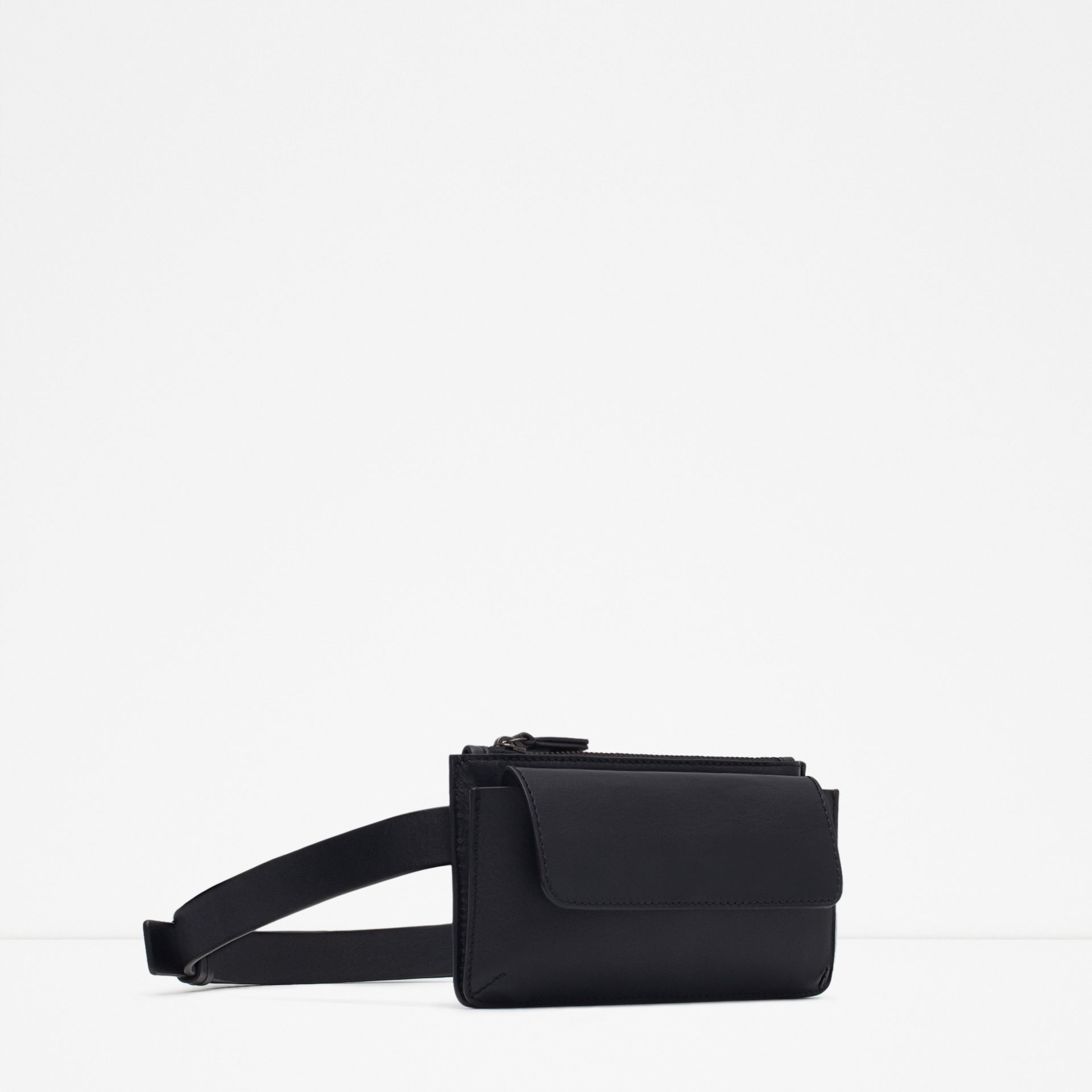 Zara Mini Leather Belt Bag in Black for Men | Lyst