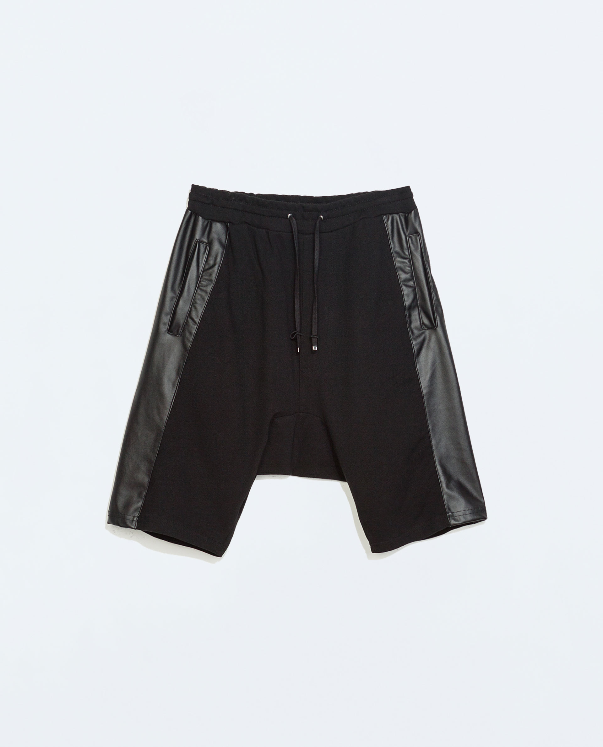 Zara Shorts With Faux Leather Sides in Black for Men Lyst