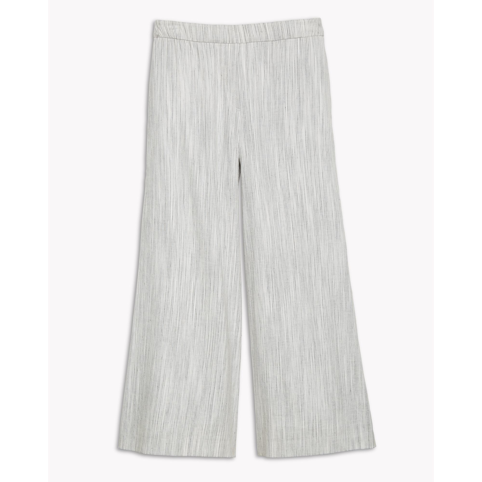 Theory Washed Linen Wide Leg Crop Pant in Ivory/Deep Denim (White) - Lyst