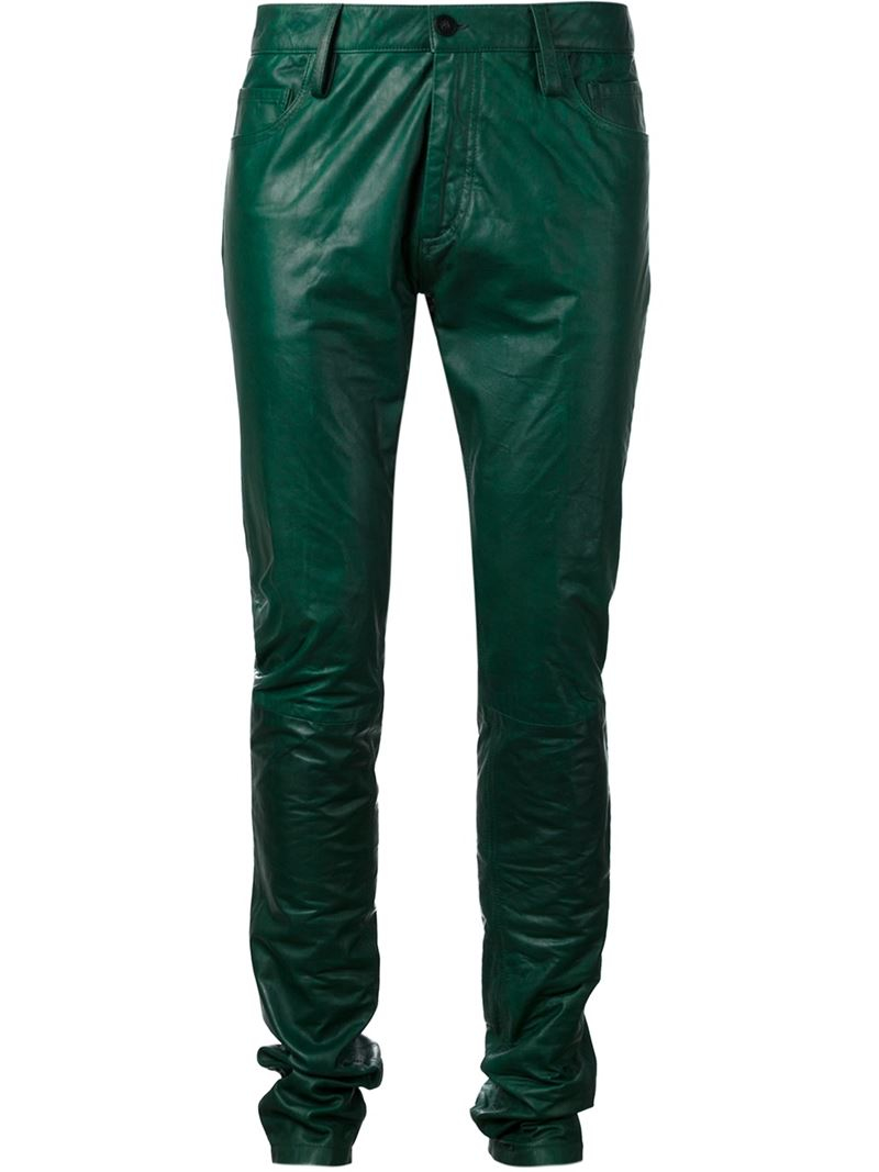 green leather pants mens