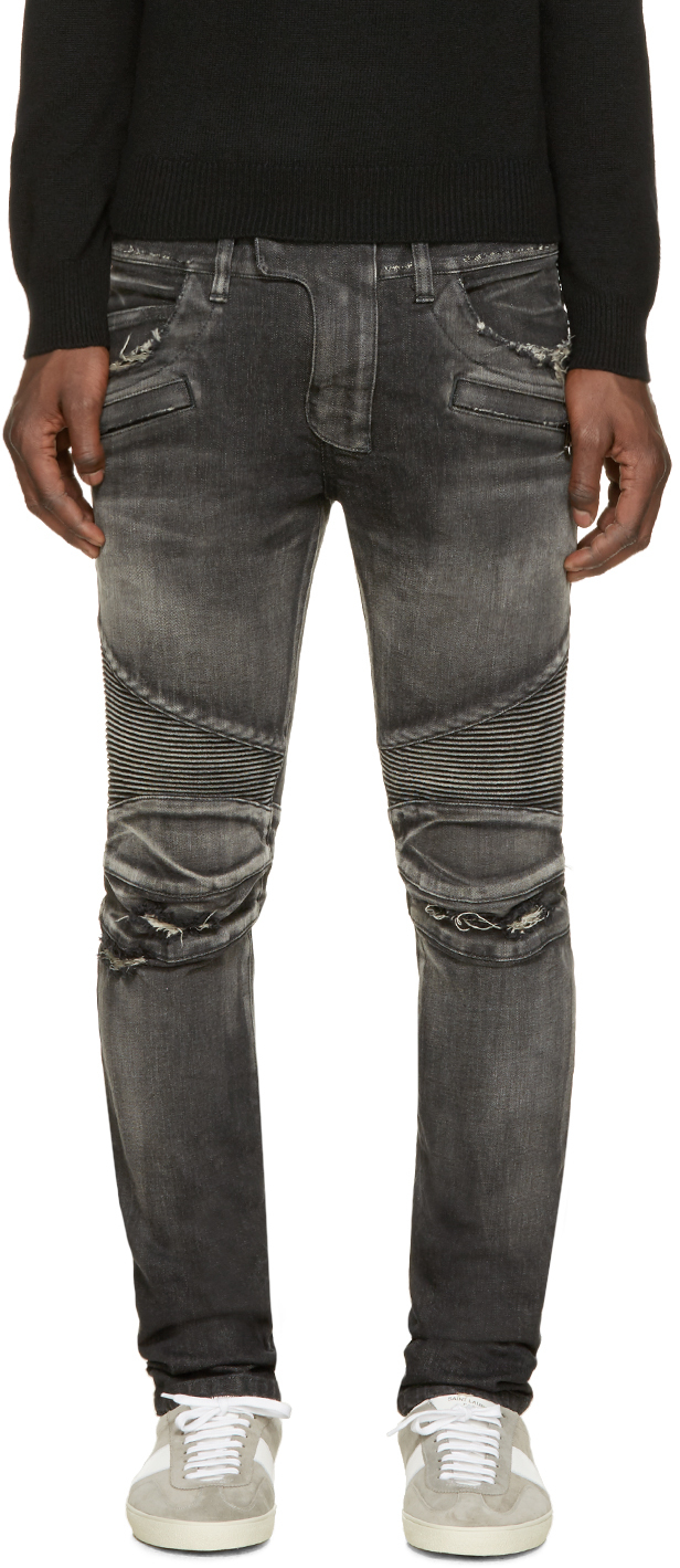 distressed biker jeans black
