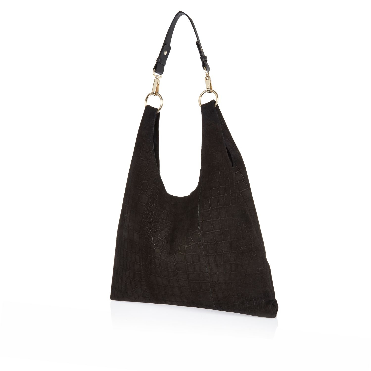 black suede slouch bag