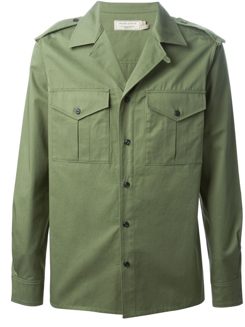 Maison Kitsuné Safari Shirt in Green for Men