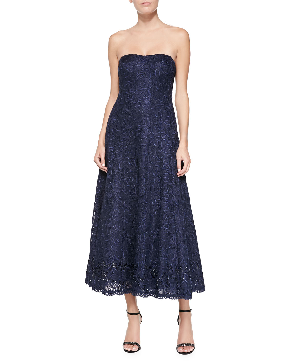 Strapless Tea-Length Cocktail Dress