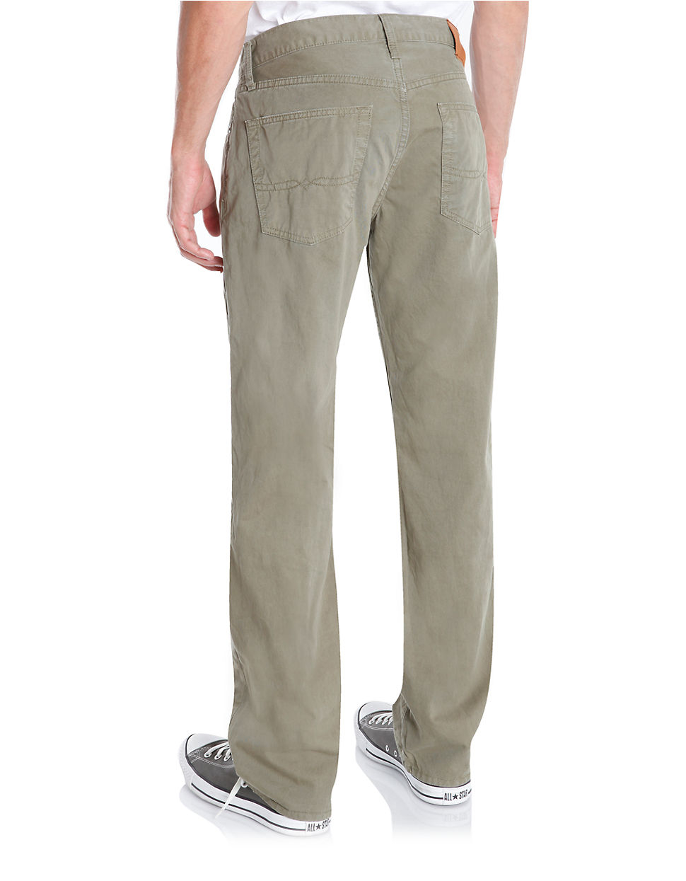 green straight leg jeans