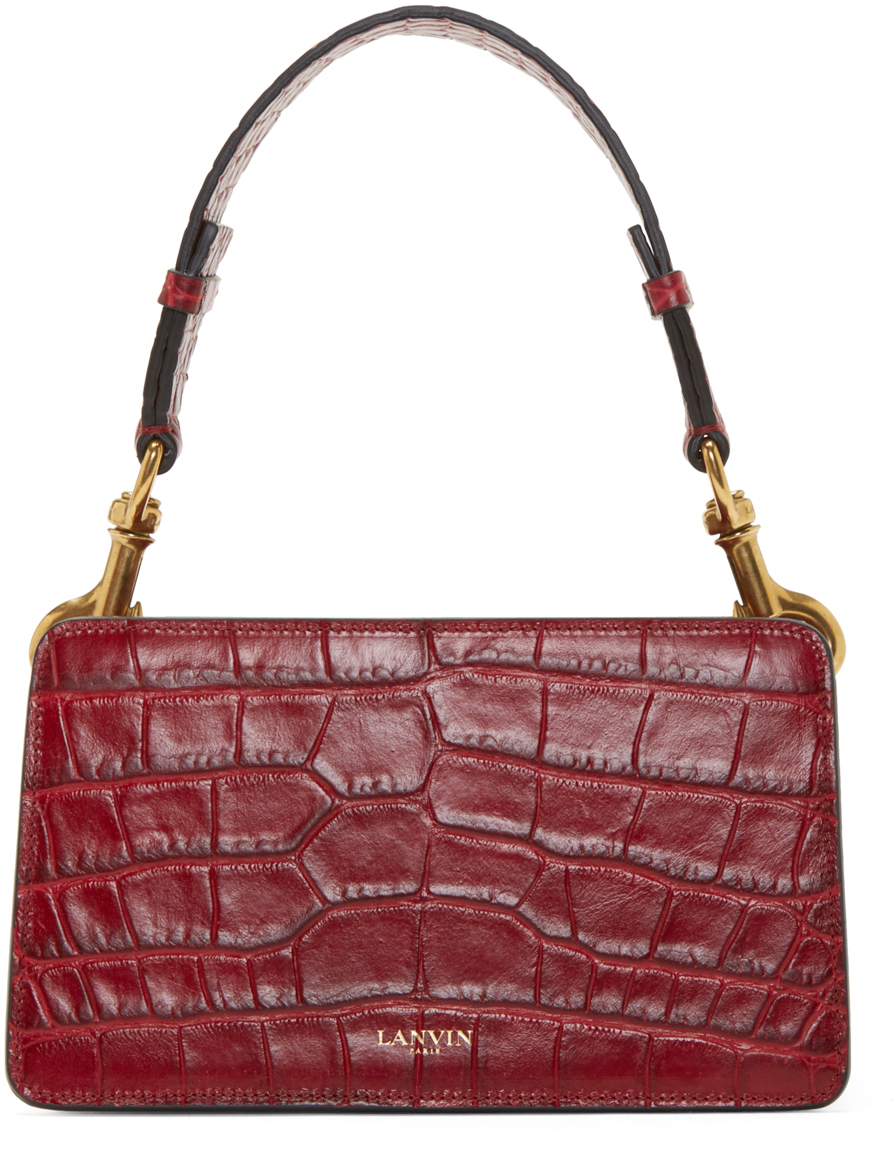 Lanvin Red Croc_embossed Leather Bag - Lyst