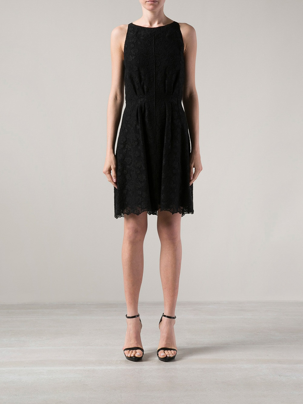 Lyst - Nina Ricci Sleeveless Lace Dress in Black
