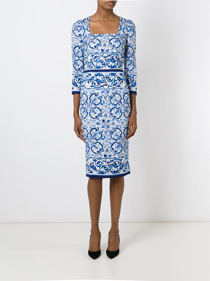 Dolce & Gabbana 'majolica' Dress in Blue - Lyst