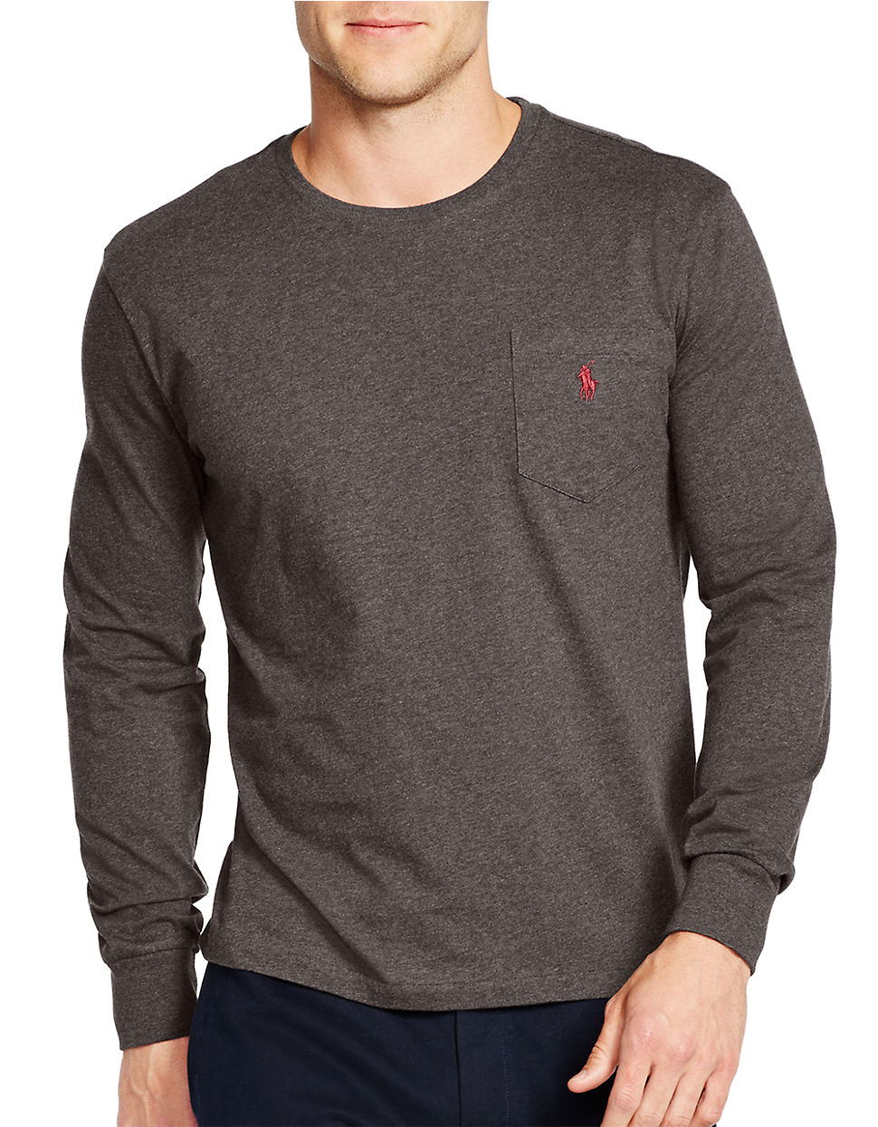 Polo Ralph Lauren Long Sleeved Pocket Tee in Gray for Men (Dark ...