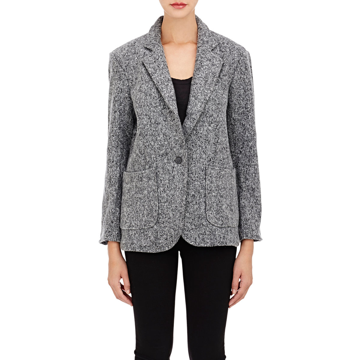 Grey marl single button boyfriend jacket