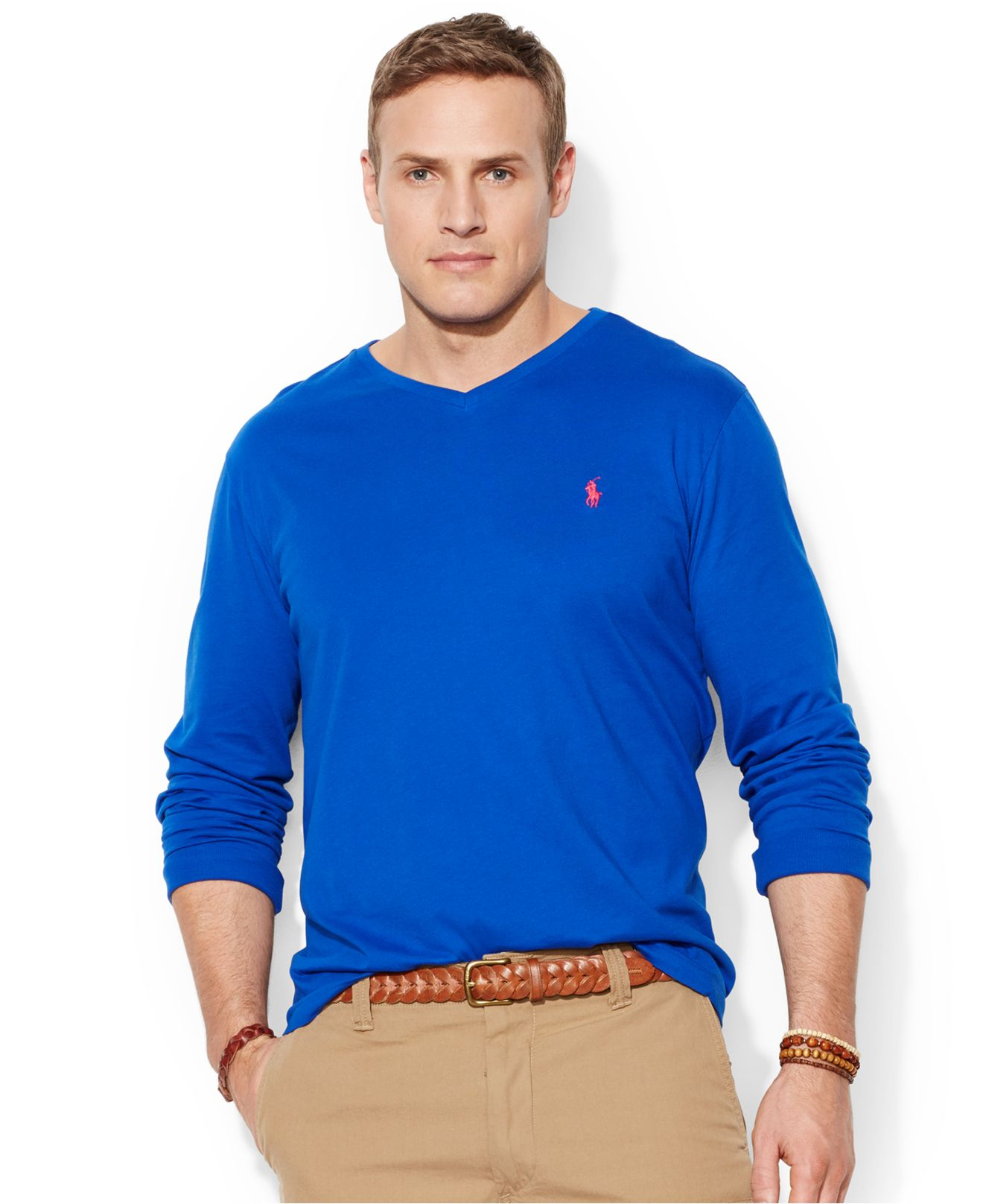 Polo ralph lauren Big And Tall Long-Sleeve V-Neck T-Shirt in Blue for ...