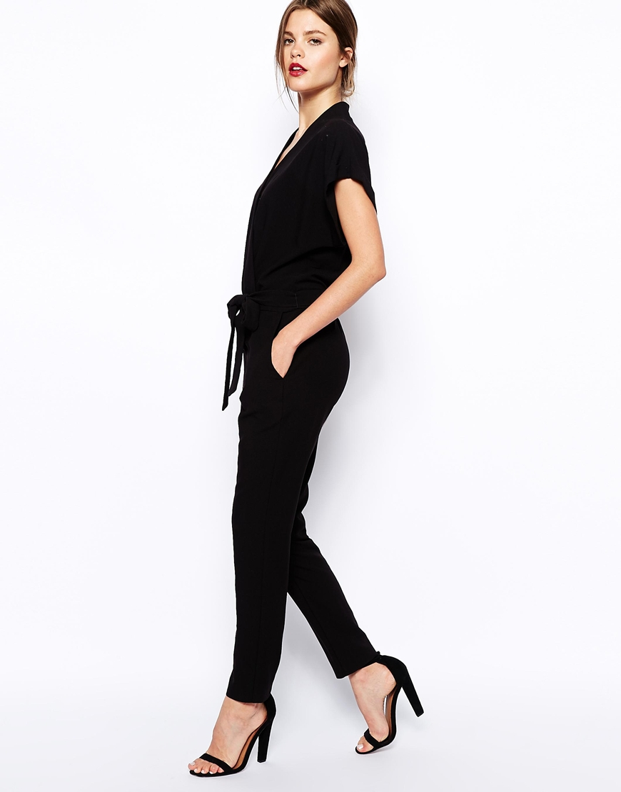 black jumpsuit tie waist