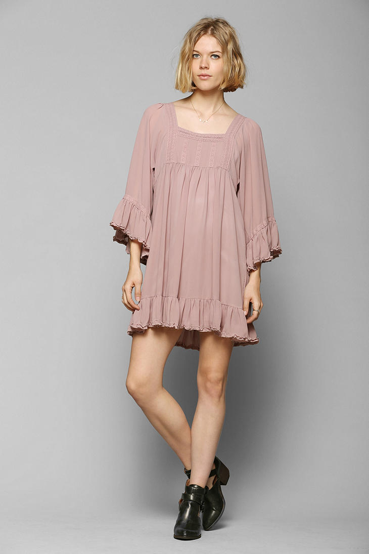 Lyst - Urban Outfitters Staring At Stars Crochetdetail Peasant Dress in Purple