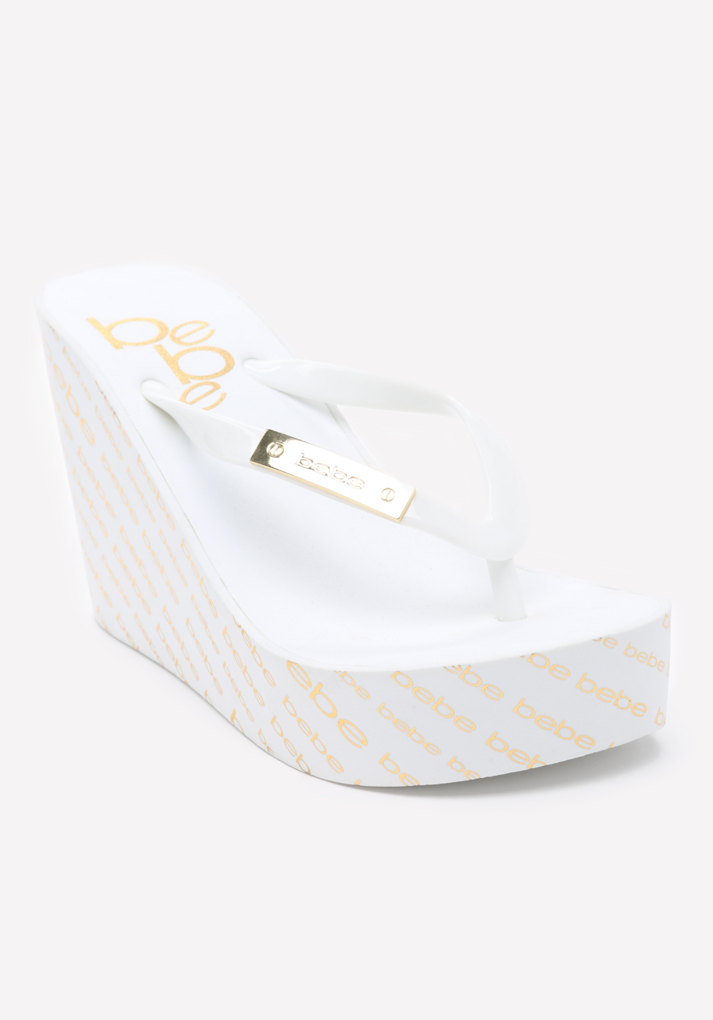 white heeled flip flops