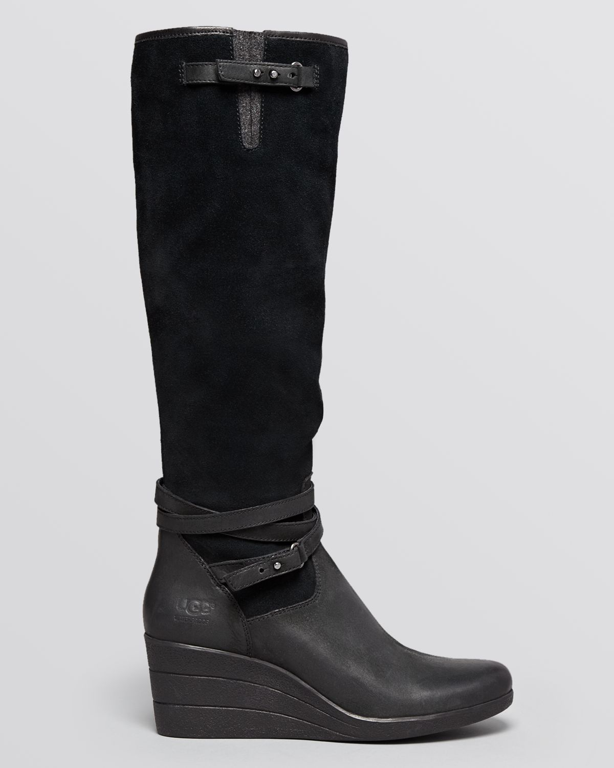 UGG Wool Tall Wedge Boots - Lesley in Black | Lyst