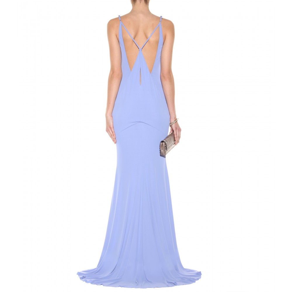 Lyst - Roberto Cavalli Floor-Length Jersey Dress in Blue