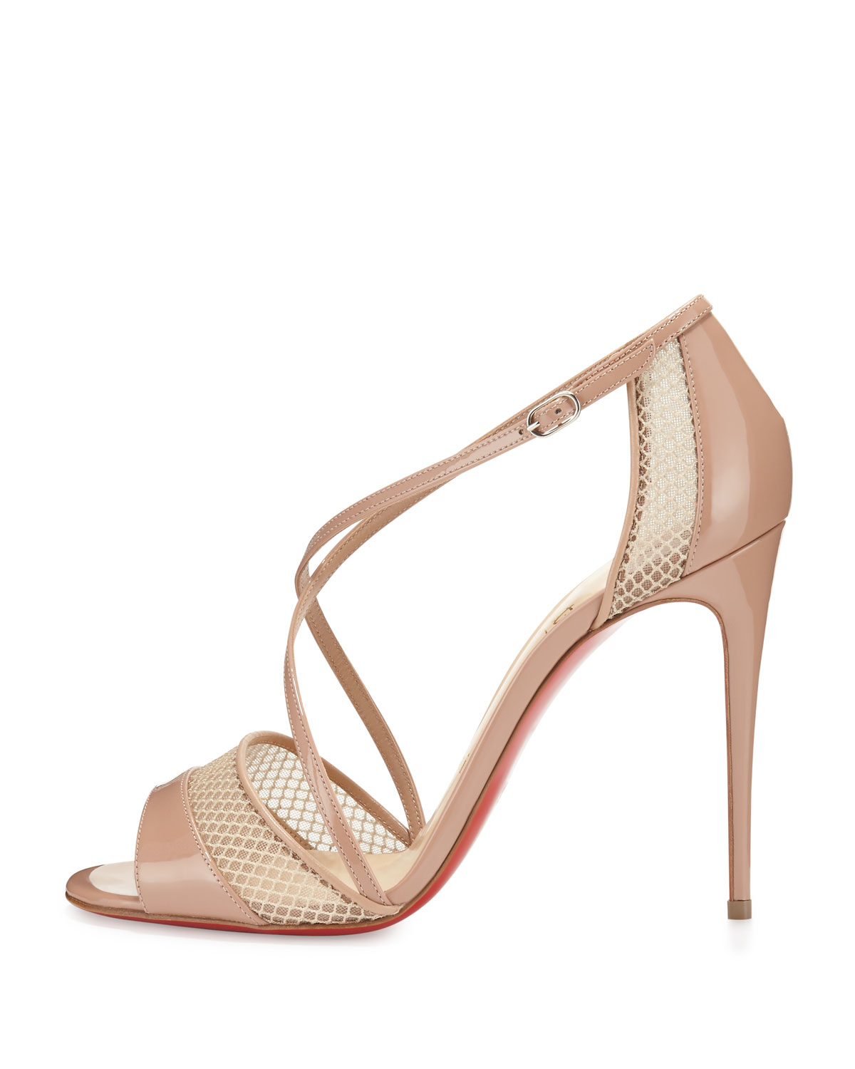 christian louboutin shoes on sale - Christian louboutin Slikova Patent and Mesh Sandals in Beige (NUDE ...