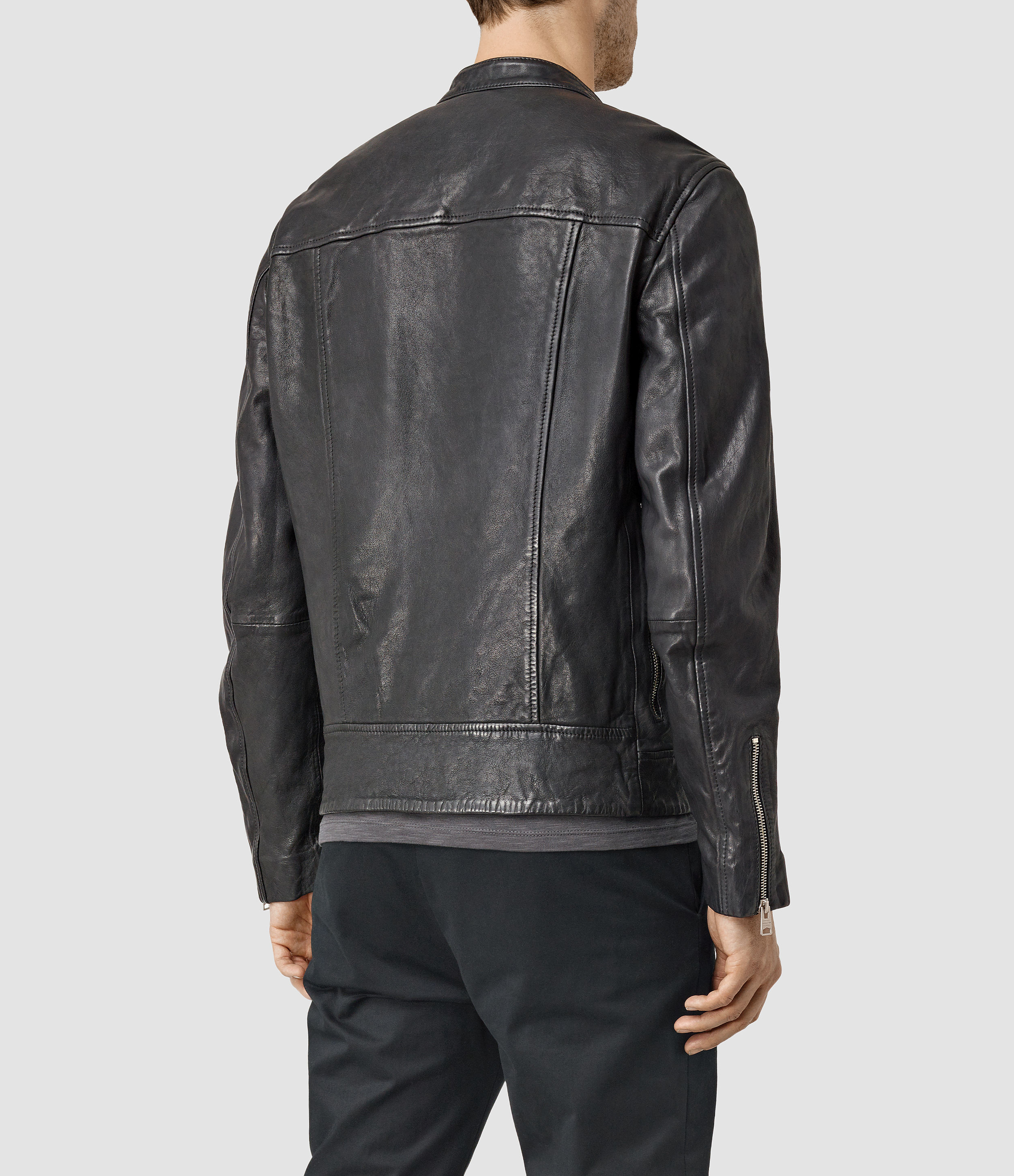 Lyst Allsaints Casper Leather Biker Jacket Usa In Black For Men Gallery