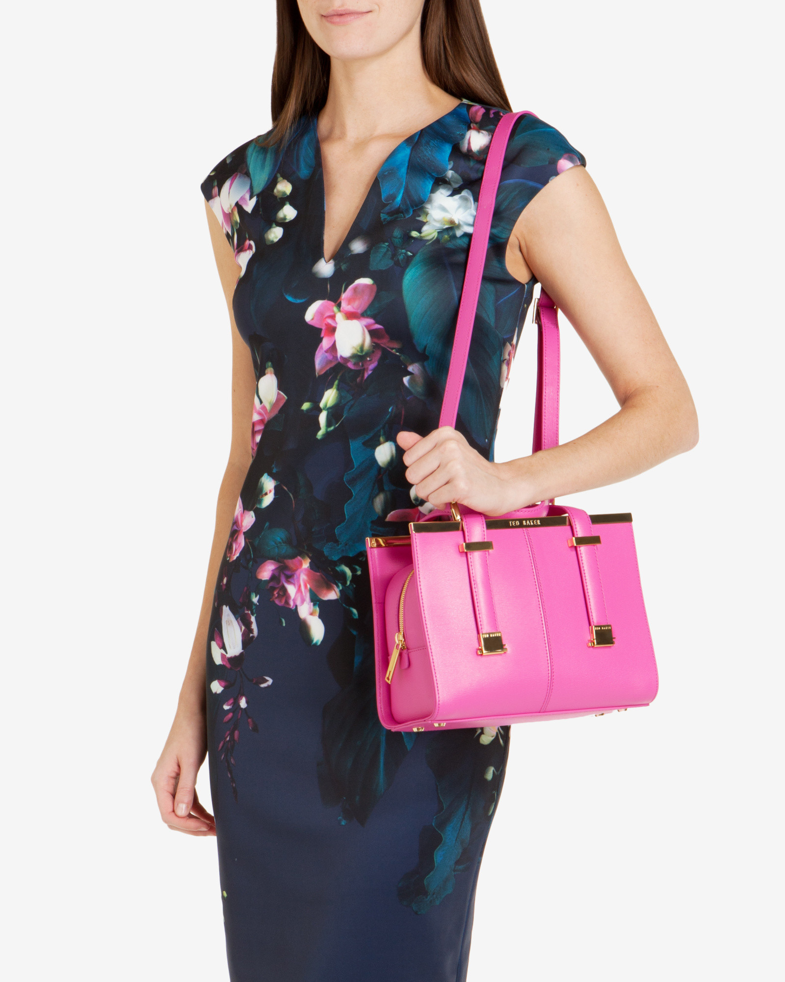 Ted Baker Small Crosshatch Leather Tote Bag in Bright Pink (Pink) - Lyst