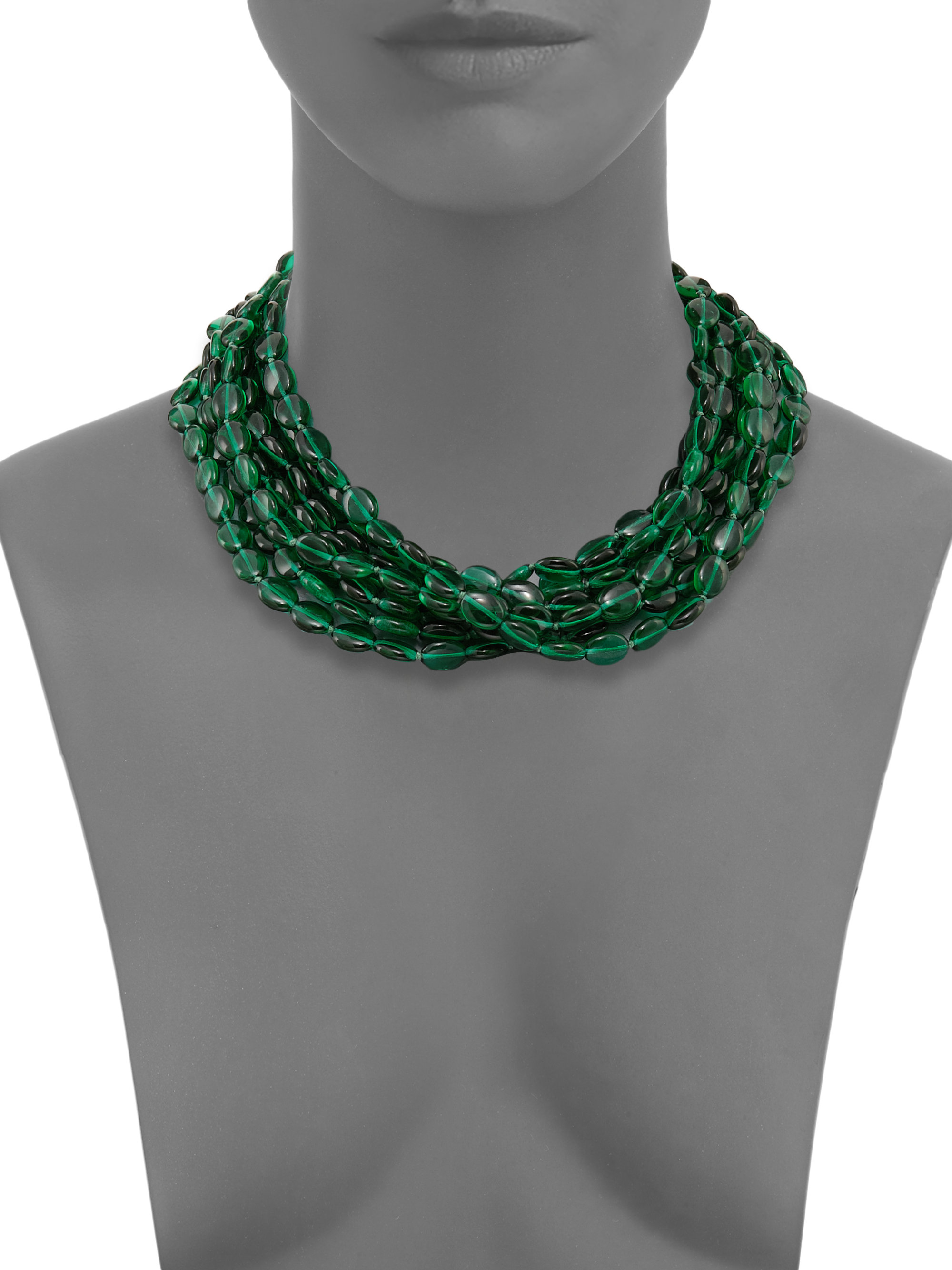 Kenneth jay lane Multi Strand Beaded Necklace in Green | Lyst
