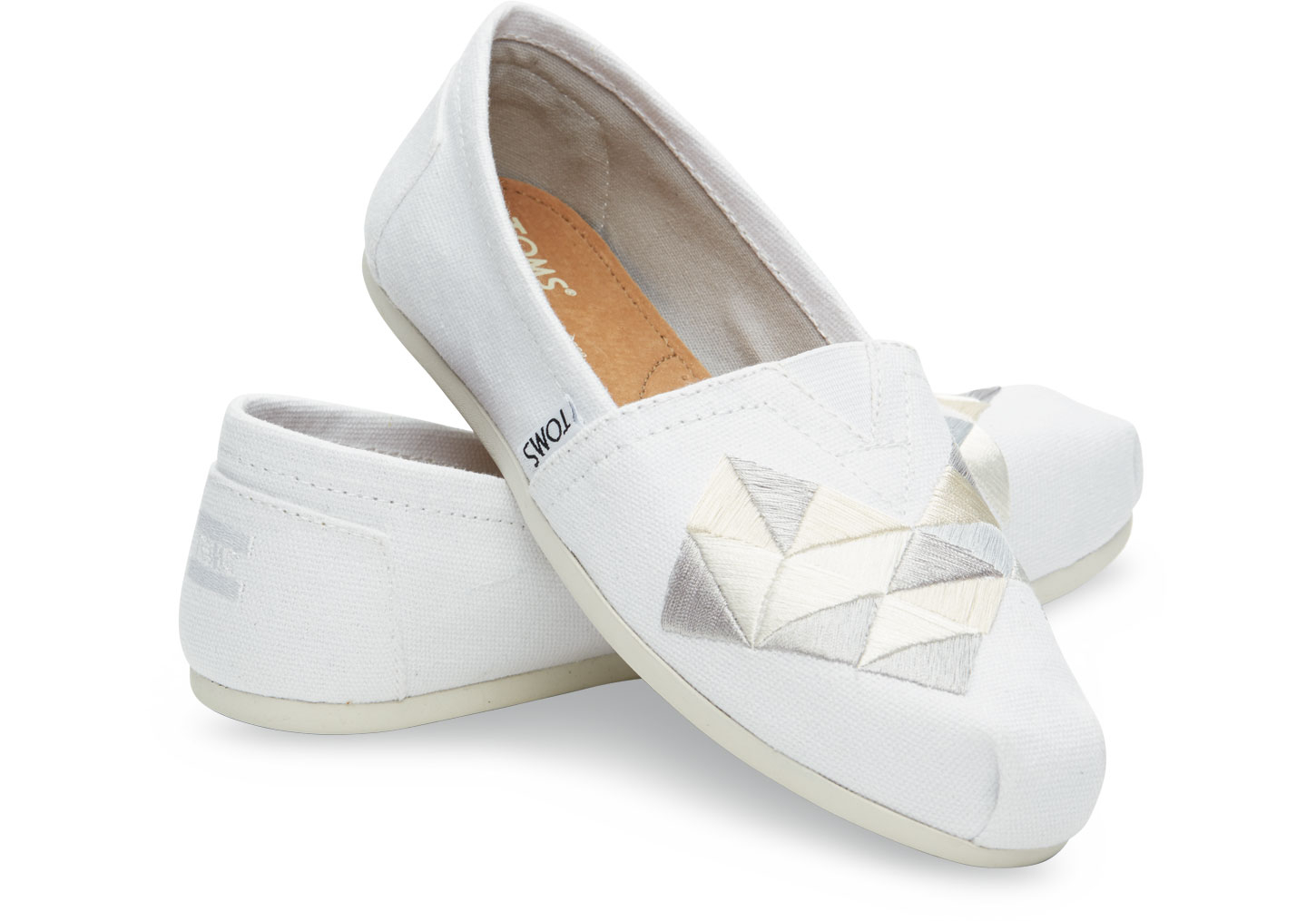 TOMS White Canvas Embroidery Women's 