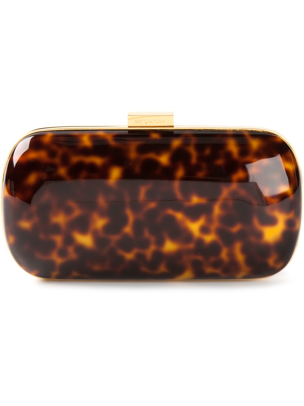 Lyst Sergio Rossi Tortoiseshell Print Box Clutch In Yellow