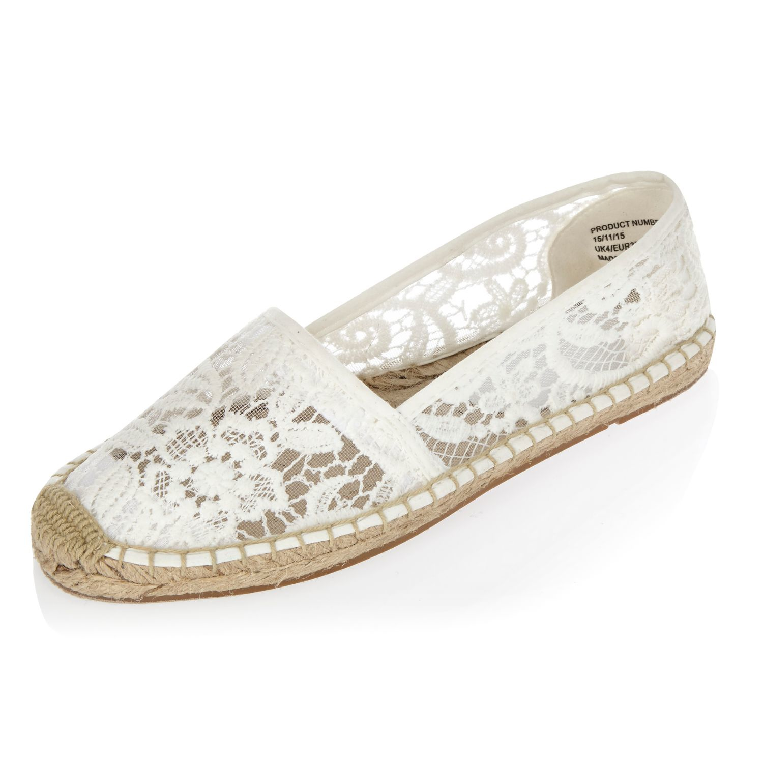 River Island White Lace Espadrille Shoes - Lyst