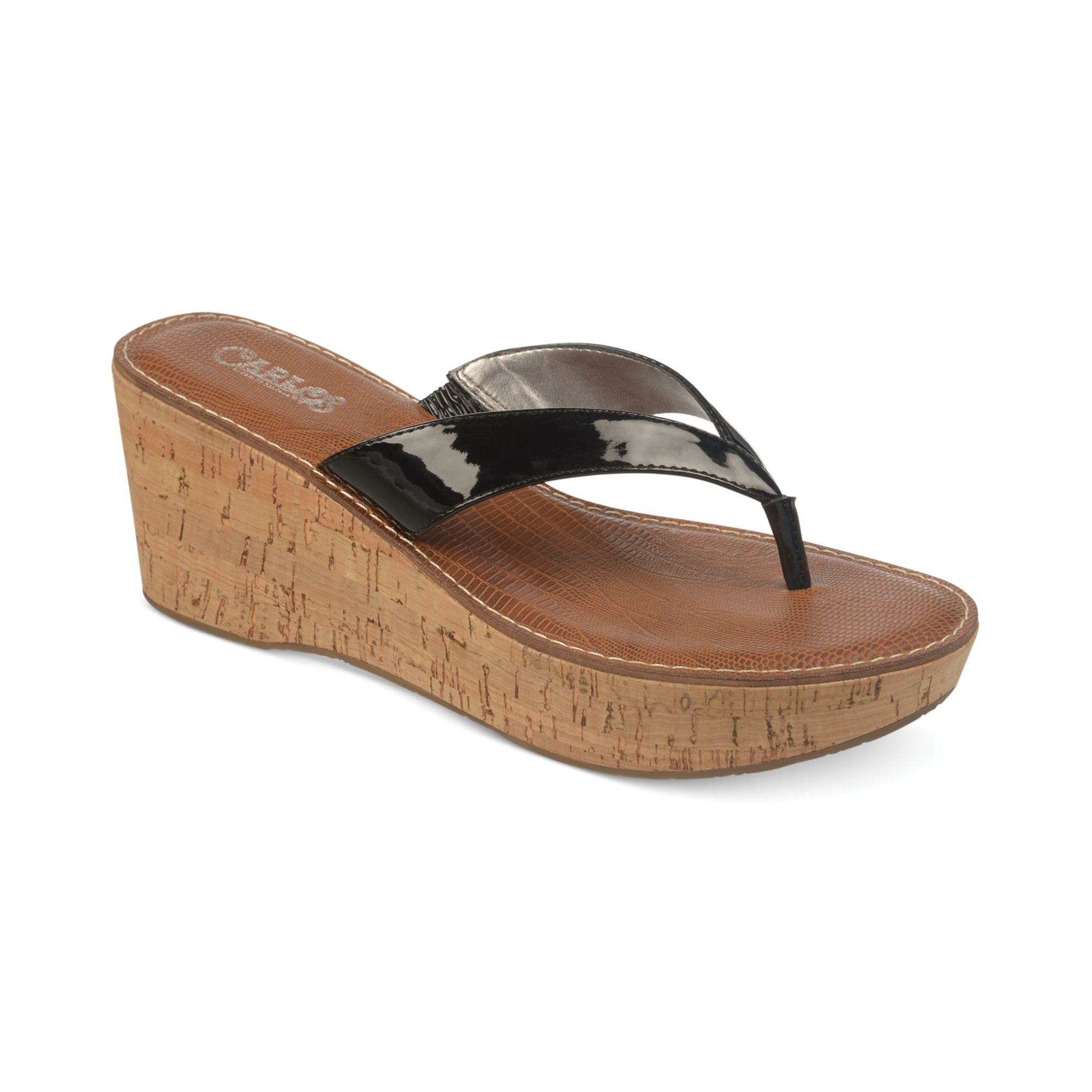 Carlos by carlos santana Jubilee Platform Wedge Thong Sandals in Black ...