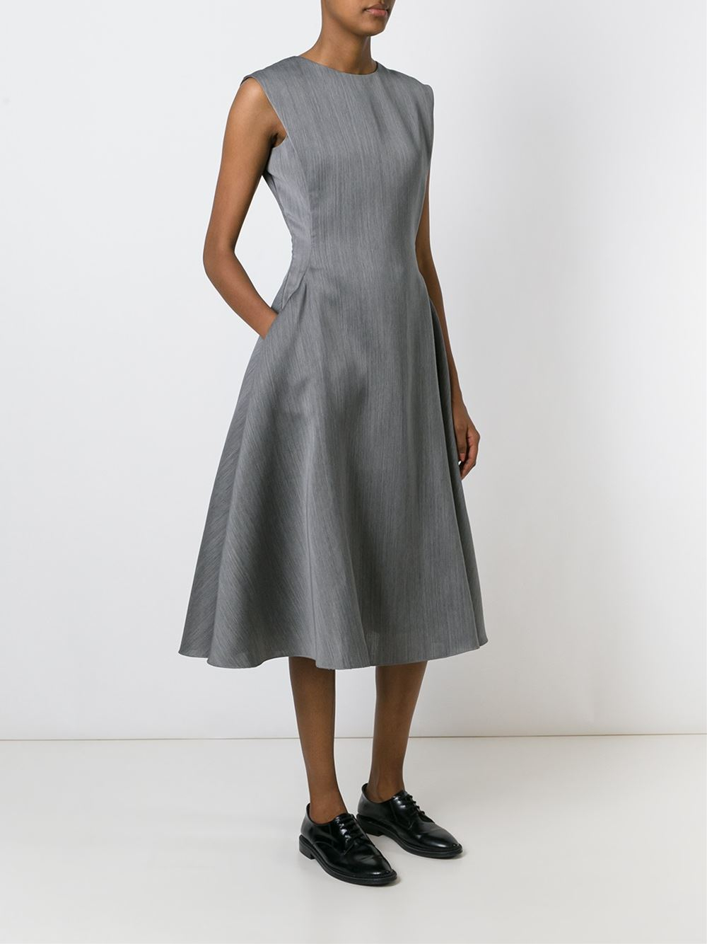 Lyst - Lanvin Voluminous Skirt Flared Dress in Gray
