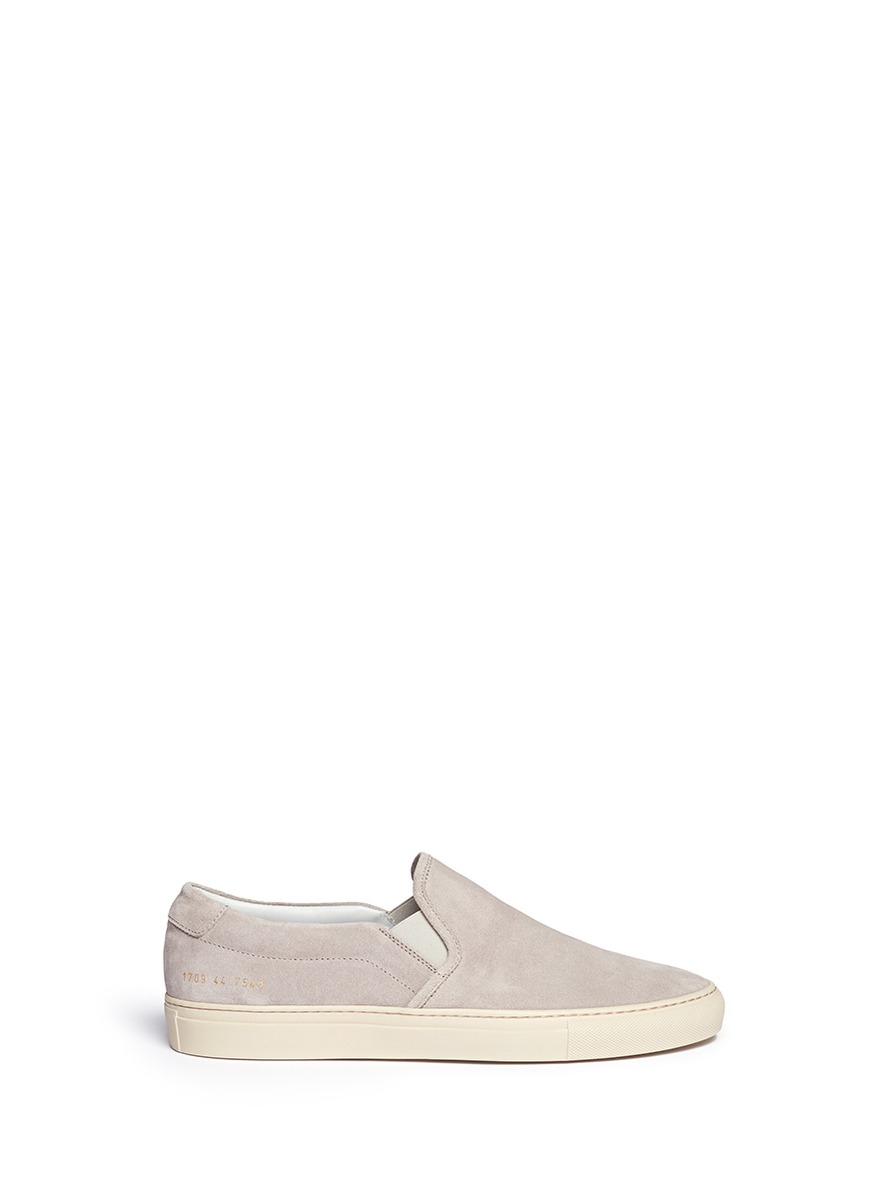 Lyst - Common Projects Suede Grey Slip Ons in Gray for Men