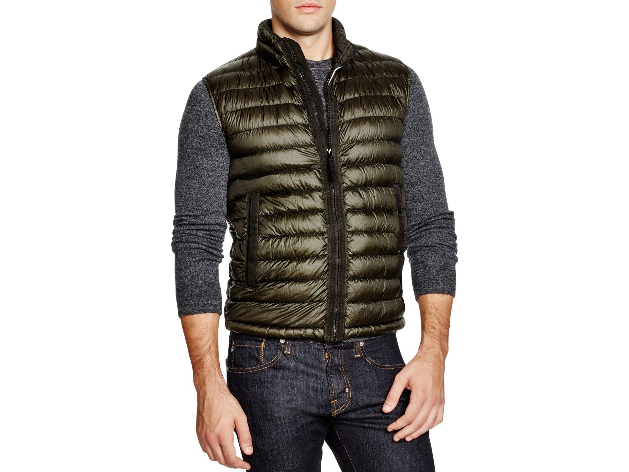 Stone Island Quilted Down Vest in Green for Men - Lyst