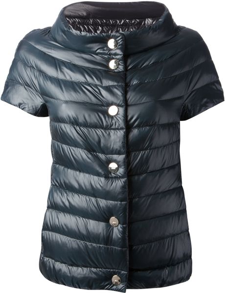 Herno Short Sleeved Puffer Jacket in Blue (grey) | Lyst