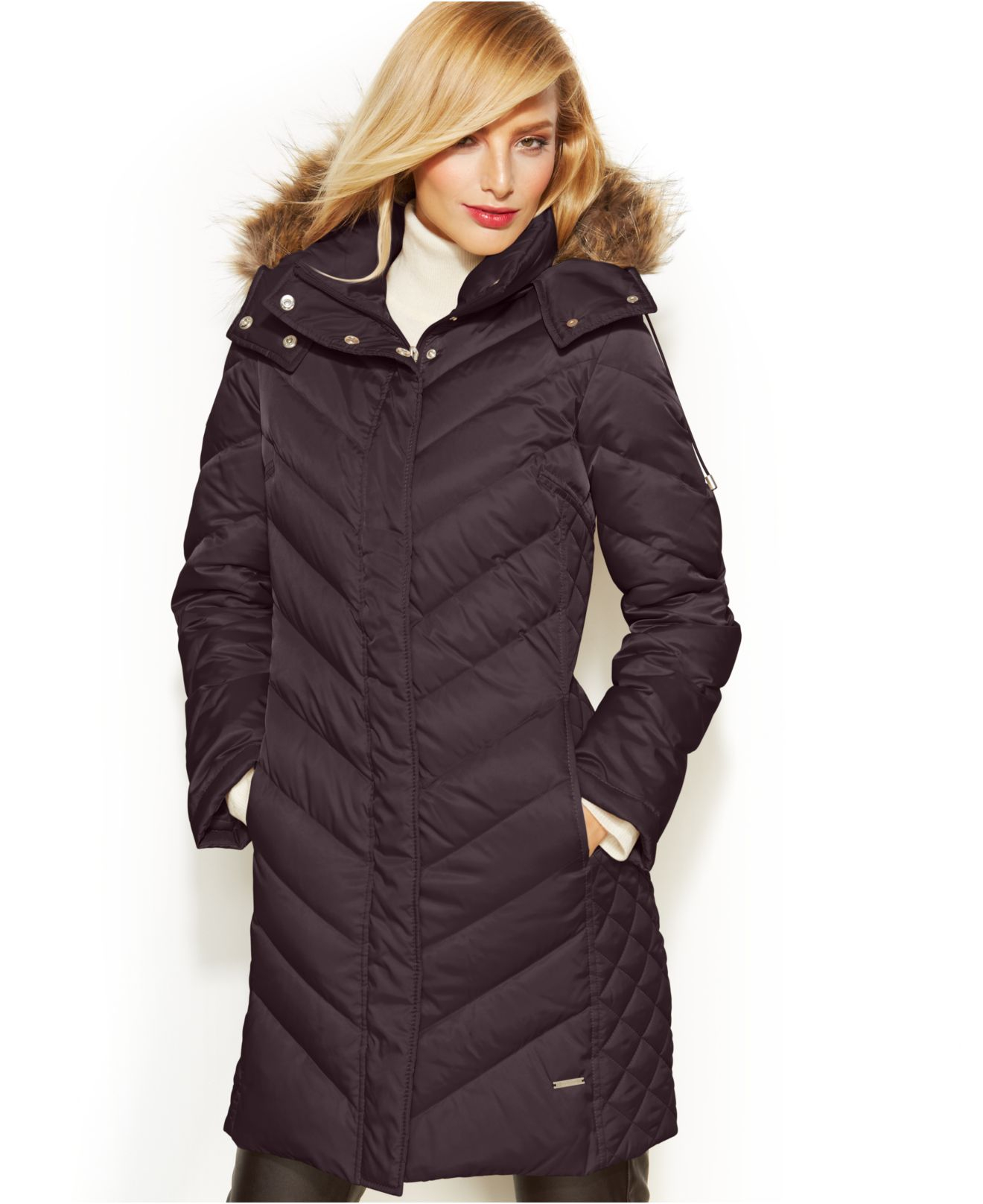 Kenneth Cole Reaction Synthetic Petite Hooded Faux-Fur ...