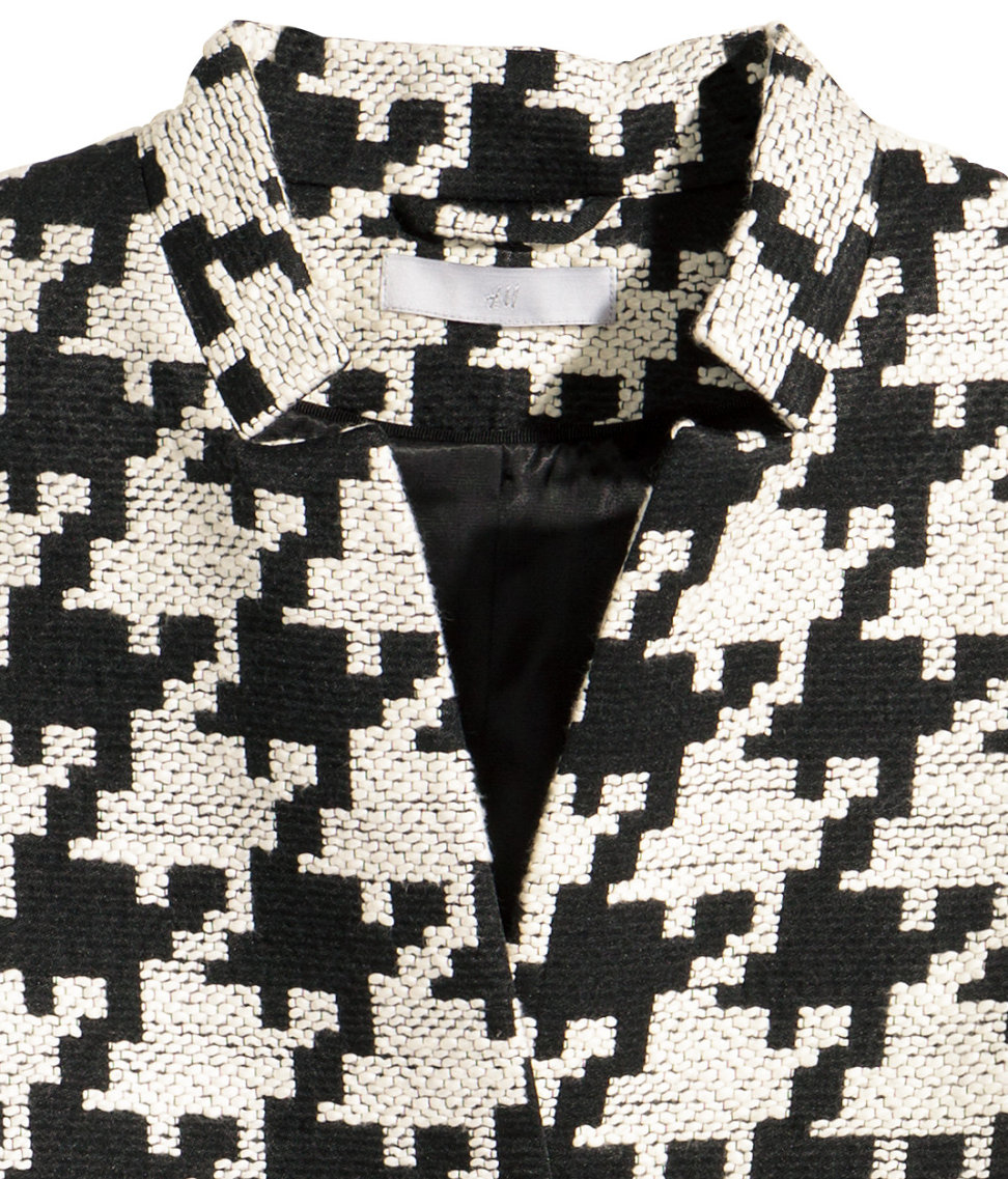 H&M Dogtooth-checked Coat in Black/White (Black) - Lyst