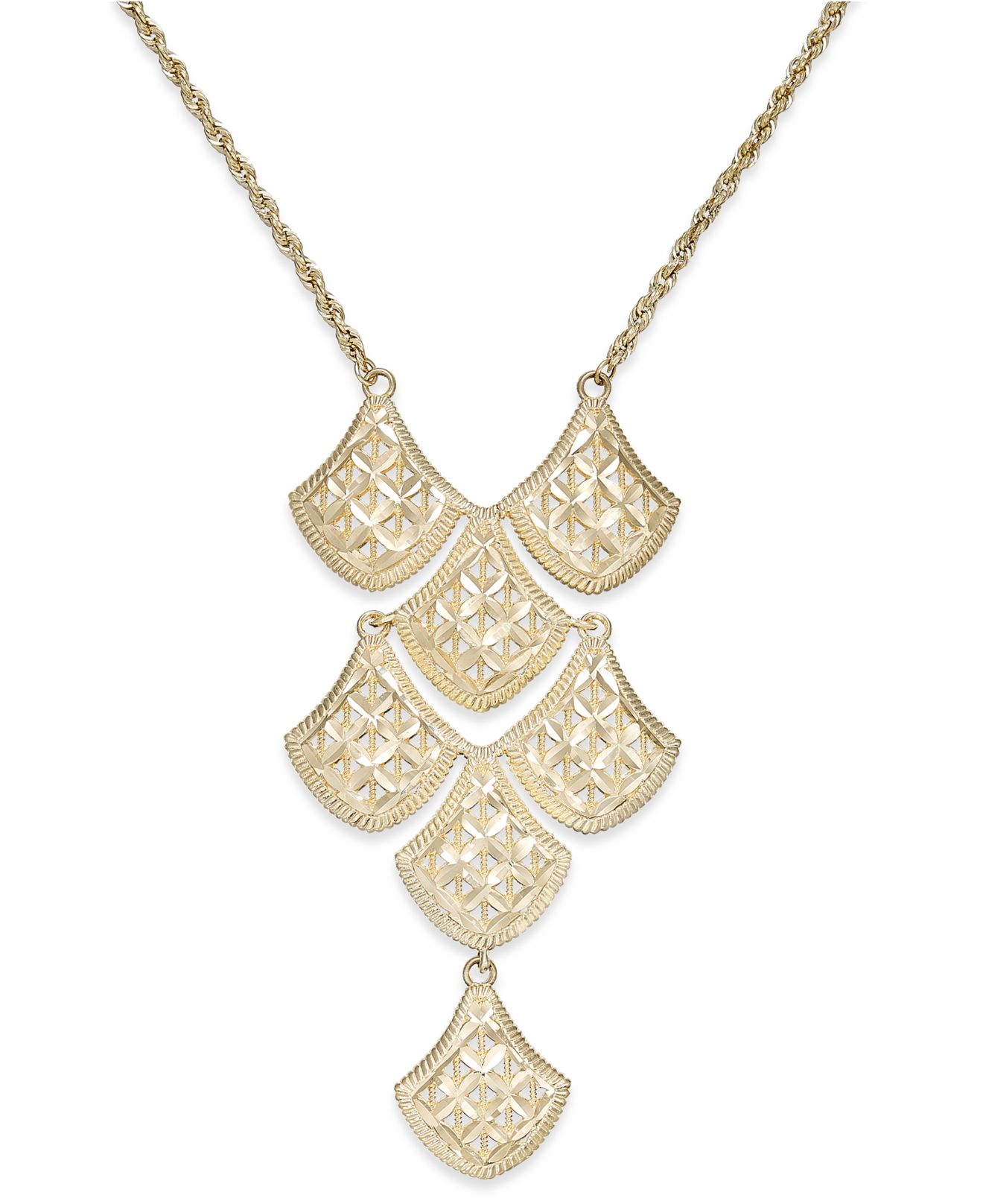 Macy's Diamondcut Mesh Linked Frontal Necklace In 14k Gold in Metallic