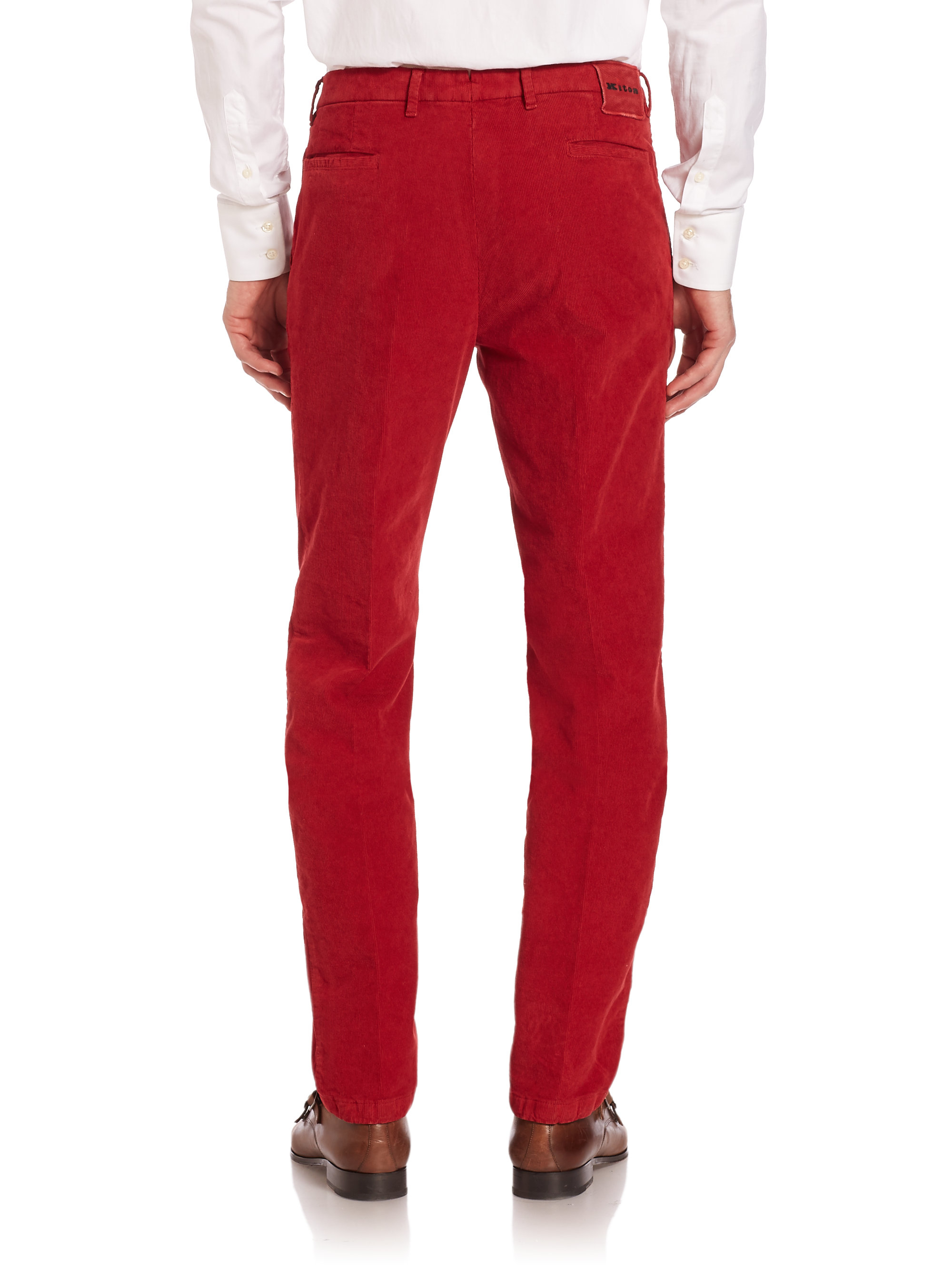 Lyst - Kiton Corduroy Pants in Red for Men