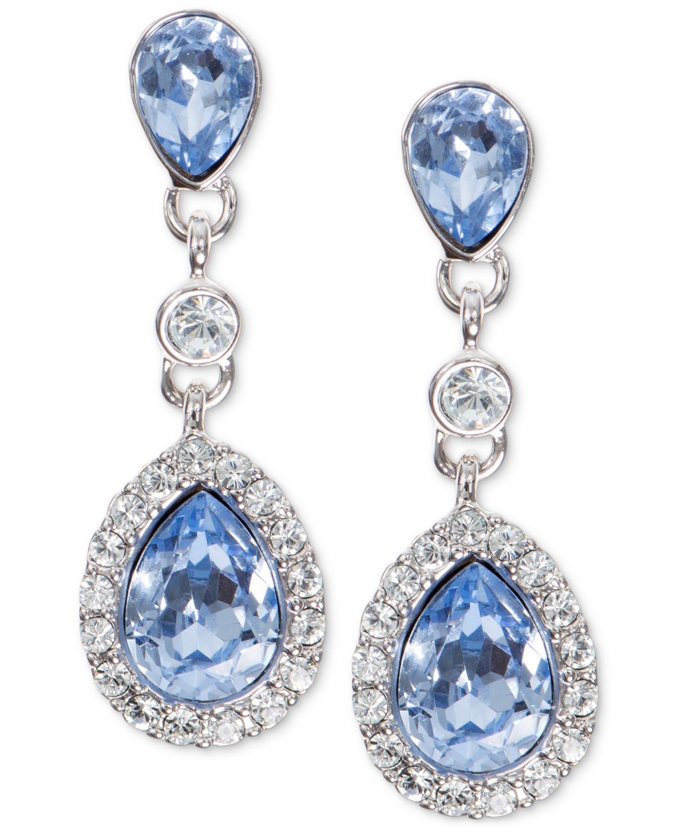Givenchy Silvertone Crystal Halo Drop Earrings in Blue Lyst